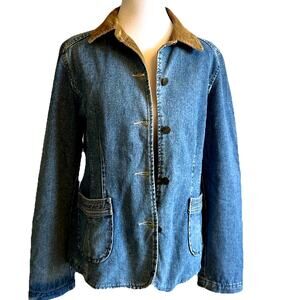 VTG 80s Women’s Denim Corduroy Jacket chore coat barn boho Blazer Work Utility M
